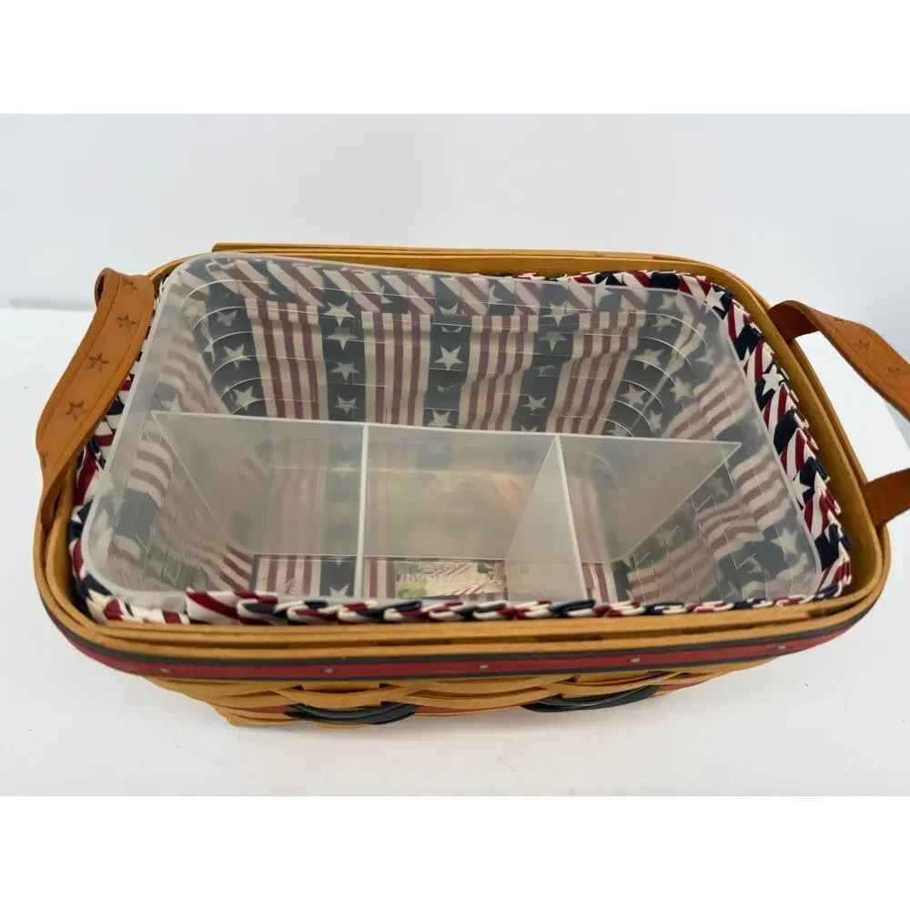 Longaberger Century Celebration Basket Patriotic Liner Organizer 2000 16x9 VTG